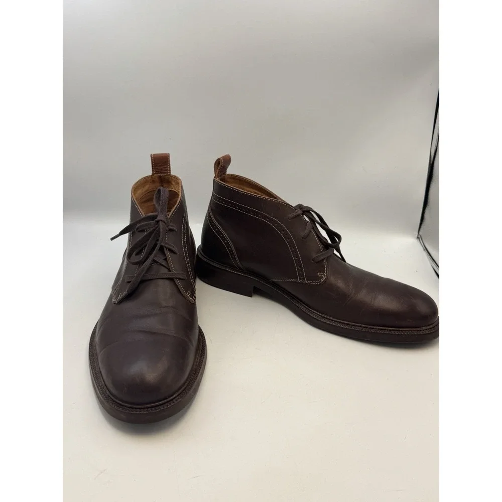 Johnston & Murphy Men's 11.5 M Brown Leather Chukka Boots Brogue Lace Up